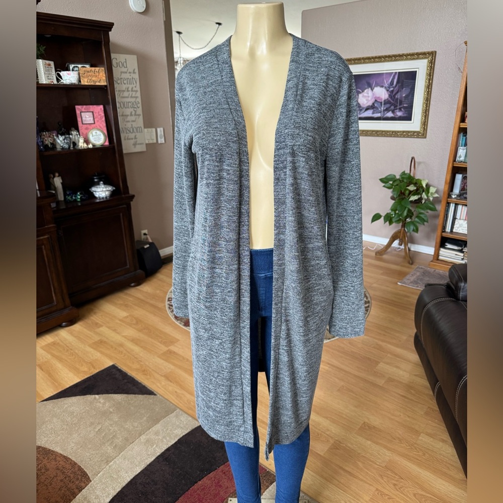 Orb black heather long sleeve open front cardigan sweater-size M-NWT